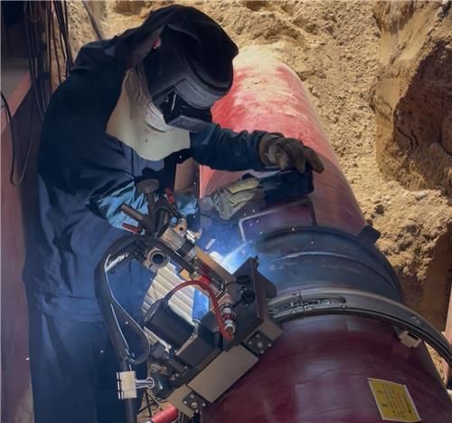 한국가스공사의 가스 배관 자동용접 현장