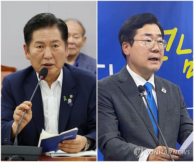 발언하는 정청래·박찬대 당 대표 후보