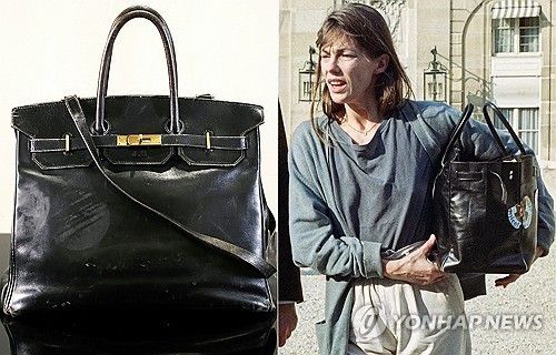 경매에서 낙찰된 버킨백과 과거 이를 들고 있는 제인 버킨