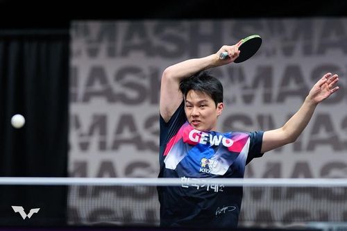 WTT 미국 스매시에 출전한 안재현의 경기 장면