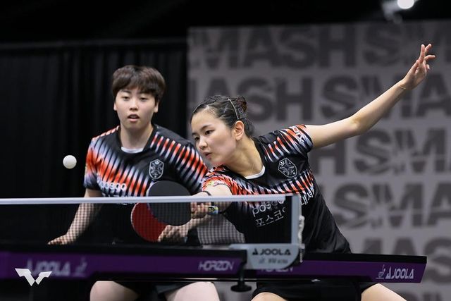 WTT 미국 스매시에 나선 유한나(왼쪽)와 김나영