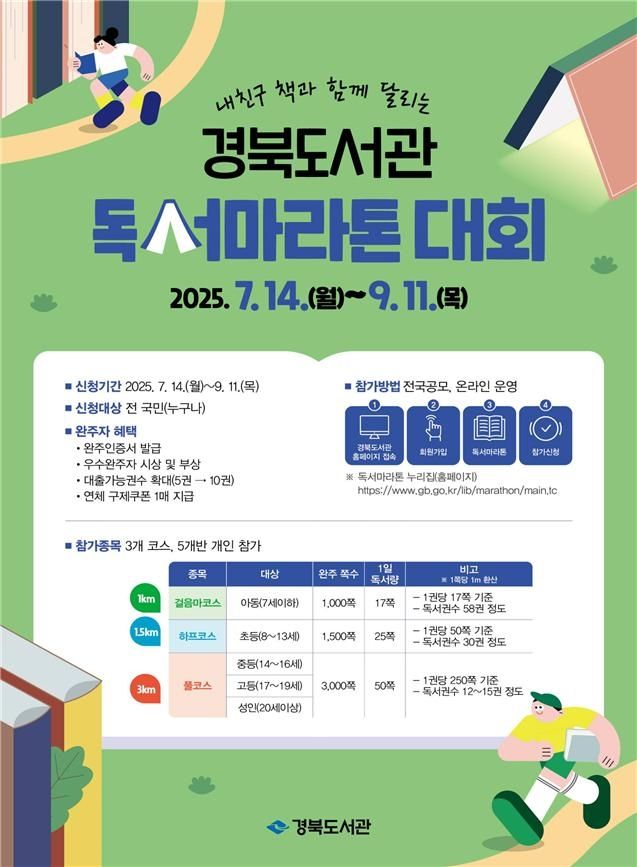 독서 마라톤 대회 안내 포스터