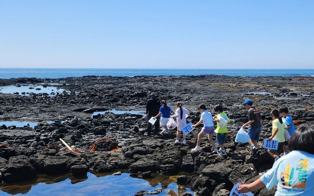지난달 5일 태흥리 연안 조수웅덩이 탐방 현장학습