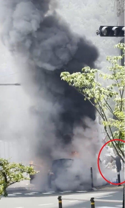 지난 7일 진주 승용차 화재