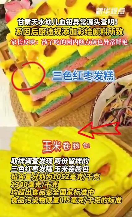 中톈수이시 당국이 유치원 납중독 원인으로 지목한 급식 메뉴