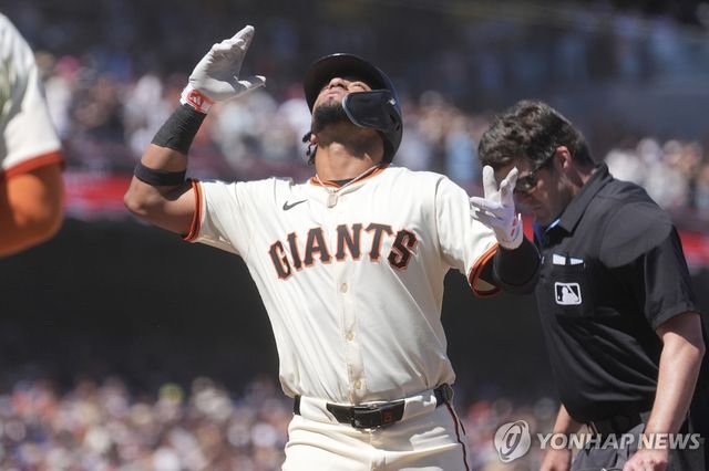 9회 동점 2점 홈런을 친 샌프란시스코 루이스 마토스