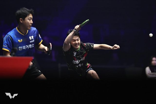 WTT 미국 스매시 남자복식 경기를 벌인 임종훈(왼쪽)과 안재현