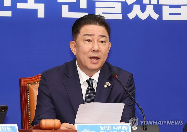 발언하는 김병기 당 대표 직무대행
