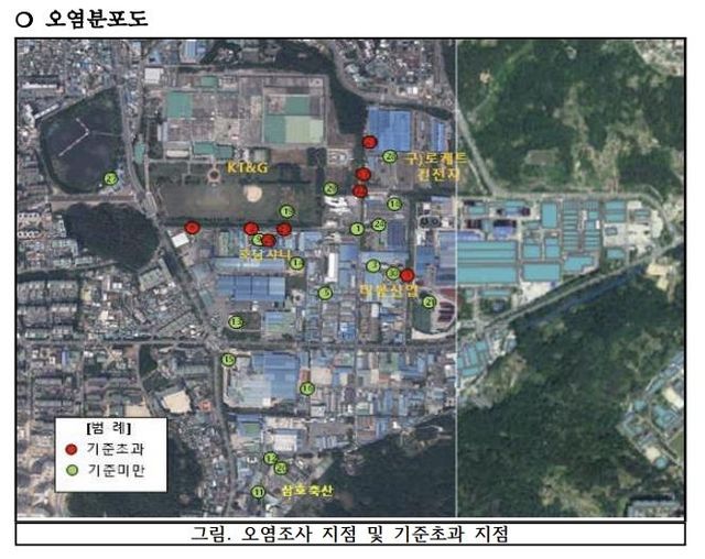 본촌산단 지하수 오염 분포도