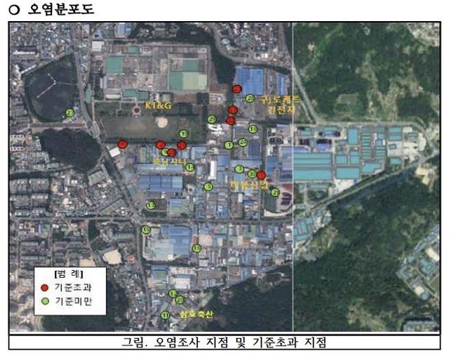 본촌산단 지하수 오염분포도