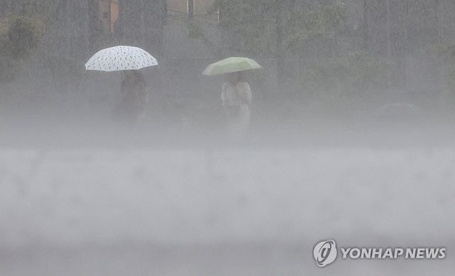  앞이 안 보일 정도로 내리는 비