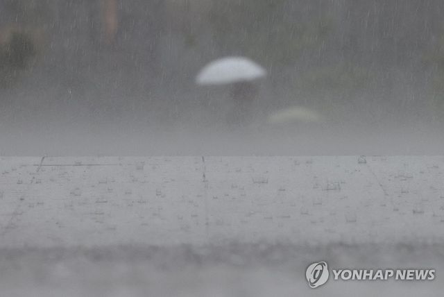 강하게 내리는 비