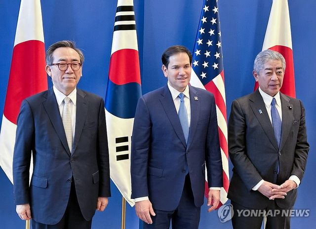 올해 4월 브뤼셀에서 열린 한미일 외교장관회의