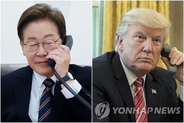 통화하는 이재명 대통령(왼쪽)과 트럼프 미국 대통령