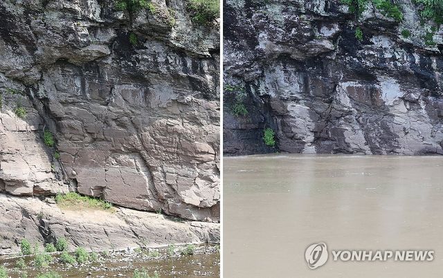 반구대 암각화 침수 전·후 모습