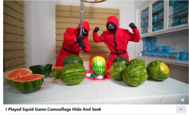 '오징어 게임 위장 숨바꼭질' 놀이 영상