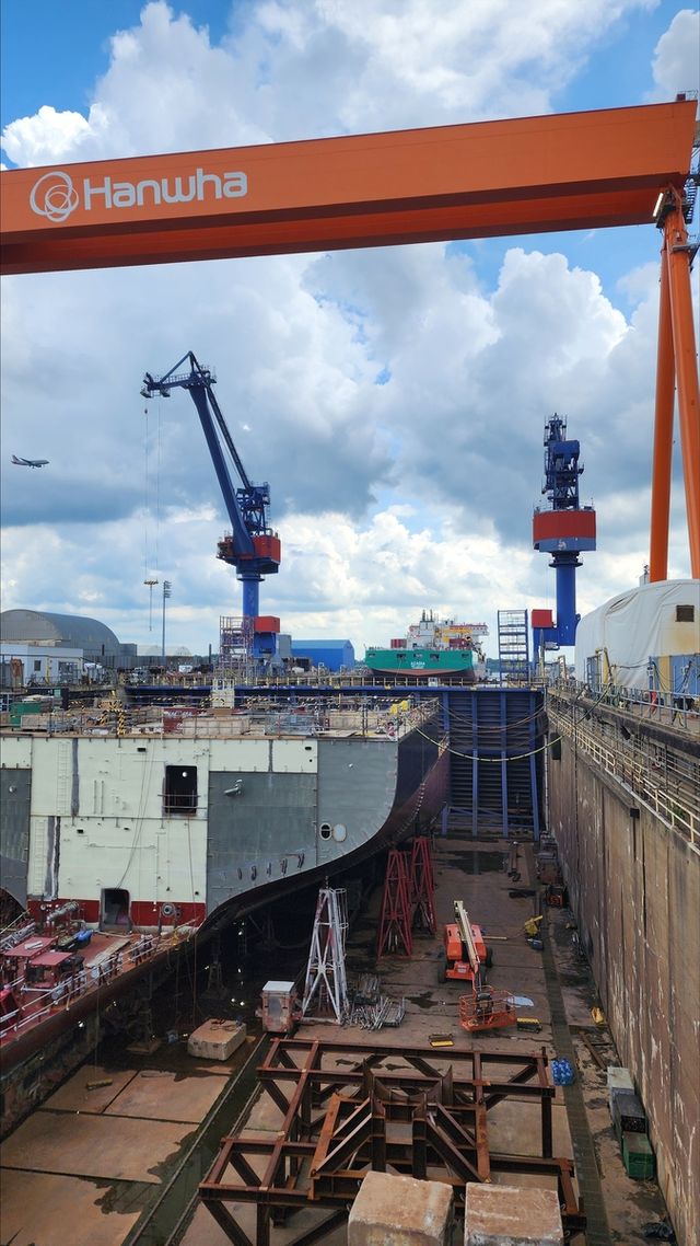 미국 필라델피아의 한화 필리조선소 선박 건조 도크