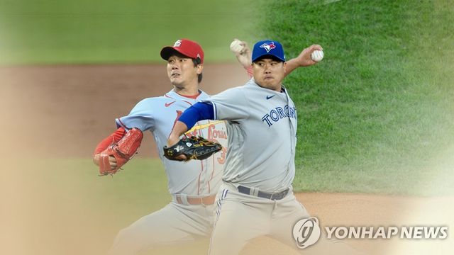 메이저리그에서 뛰던 류현진(오른쪽)과 김광현