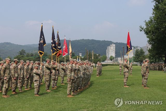 부대기 올린 주한미군 순환배치 여단