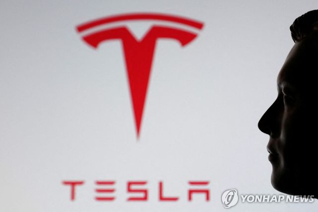 머스크 이미지와 테슬라 로고