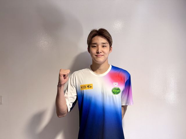 남자 자유형 400ｍ 예선에서 3위로 결승에 오른 김우민.