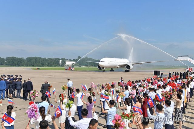 평양-모스크바 첫 직항 여객기 운행 재개 축하의식 진행