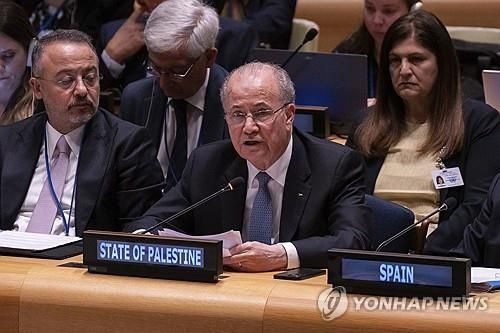 유엔회의 발언하는 무스타파 팔레스타인 자치정부 총리