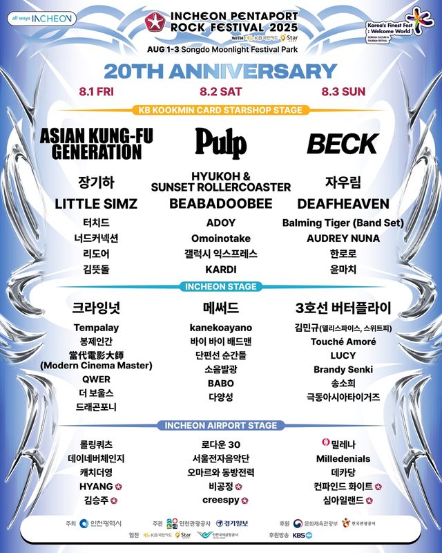 펜타포트 록 페스티벌 출연진 명단