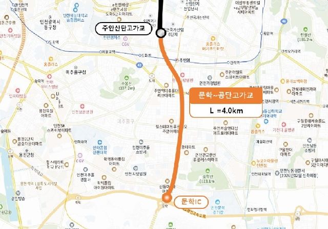 문학IC-공단고가교 지하도로 계획도
