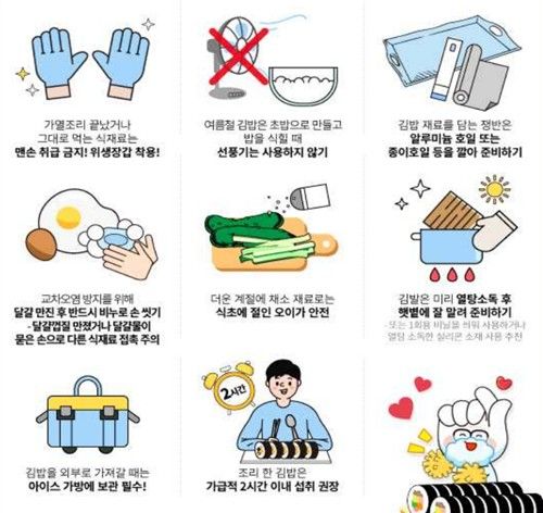식중독 예방을 위한 위생적인 김밥 조리 요령 안내