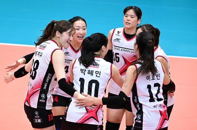 득점 후 기뻐하는 정관장 선수들