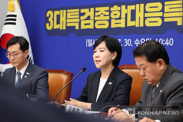 발언하는 전현희 3대특검대응특위 총괄위원장