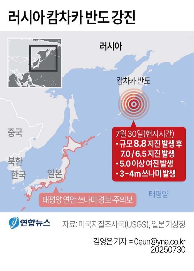 [그래픽] 러시아 캄차카 반도 강진(종합)