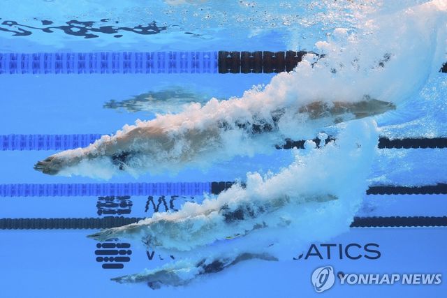 황선우(가운데)의 자유형 100ｍ 입수