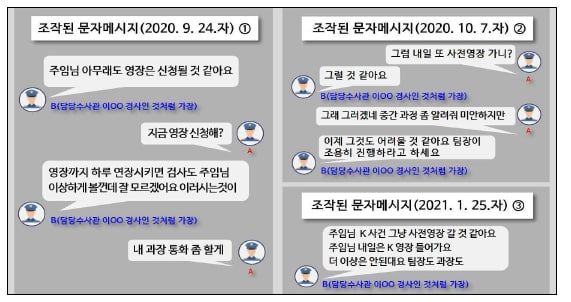 김모 경감이 조작한 문자메시지