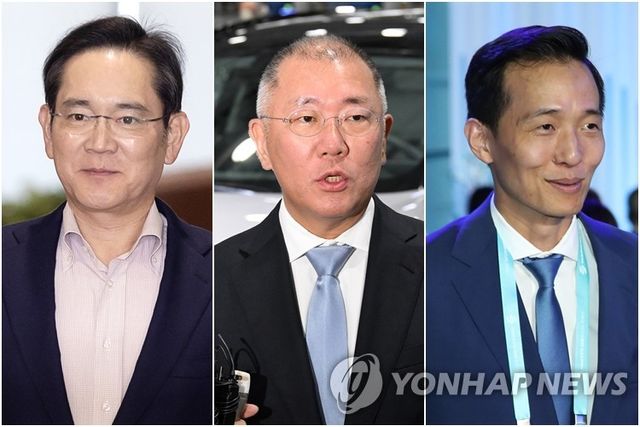 이재용 삼성전자 회장·정의선 현대차그룹 회장·김동관 한화그룹 부회장