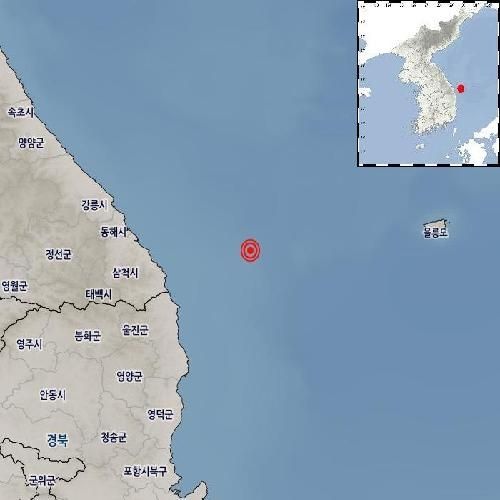 경북 울진 북동쪽 바다서 규모 2.2 지진