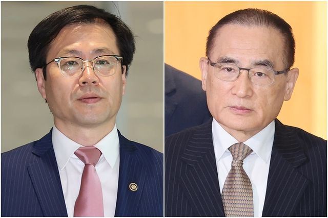 여한구 산업통상자원부 통상교섭본부장(왼쪽)-위성락 안보실장