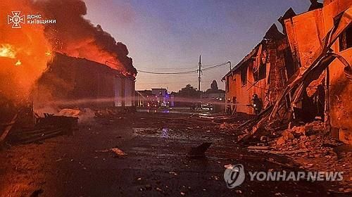 러시아 드론 공습받은 우크라이나 키이우 지역