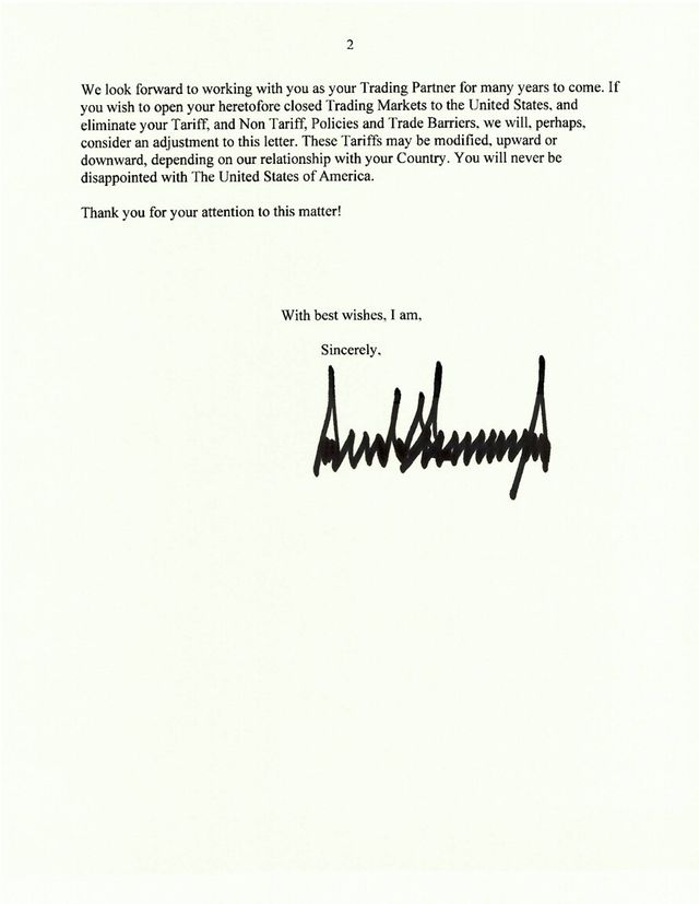 트럼프 대통령이 한국에 보낸 무역 서한