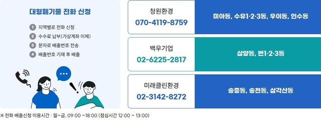 강북구, 대형생활폐기물 배출신고에 전화접수도 추가