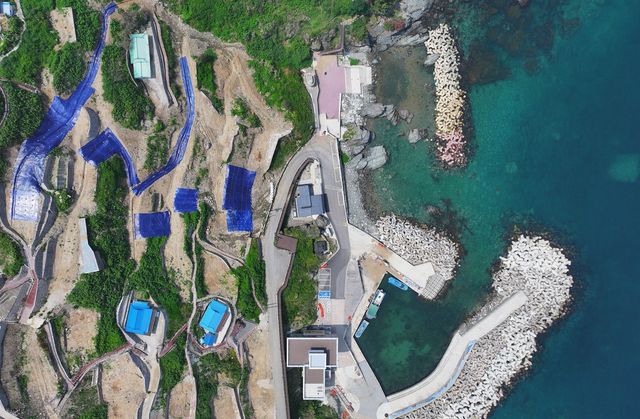 누런 속살 드러낸 영덕 석리 따개비마을