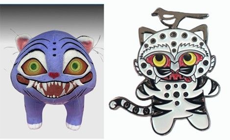 넷플릭스의 더피 공식 굿즈(왼쪽), 국립중앙박물관 까치 호랑이 배지