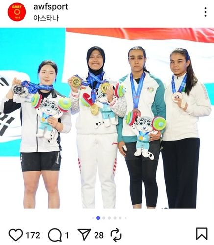 김한결, 아시아유소년역도선수권 여자 77㎏급 2위