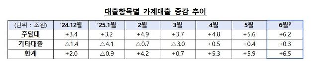 6월 은행 등 가계대출 6.5조 급증…"8월까지 증가세 확대" - 3