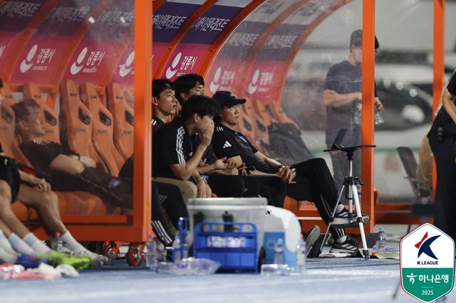 경기장을 바라보는 울산 HD 코칭스태프