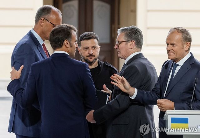 독일·프랑스·우크라이나·영국·폴란드 정상(왼쪽부터)