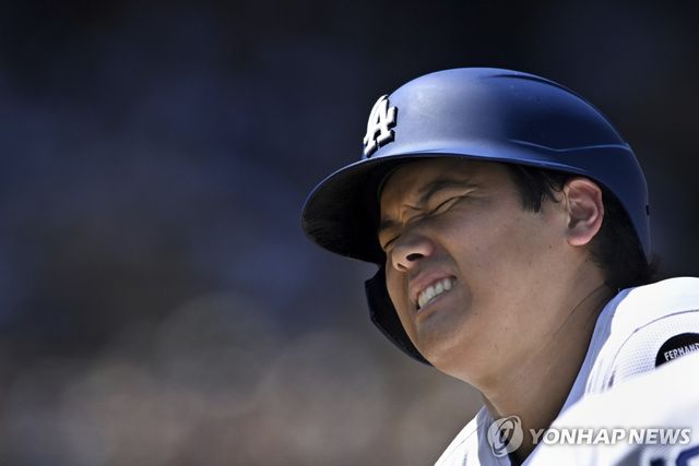 6회 도루 실패 이후 찡그린 오타니 쇼헤이