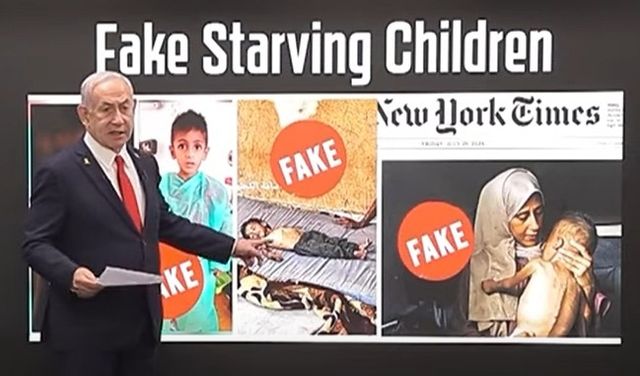 브리핑에서 사진 조작 주장하는 네타냐후 