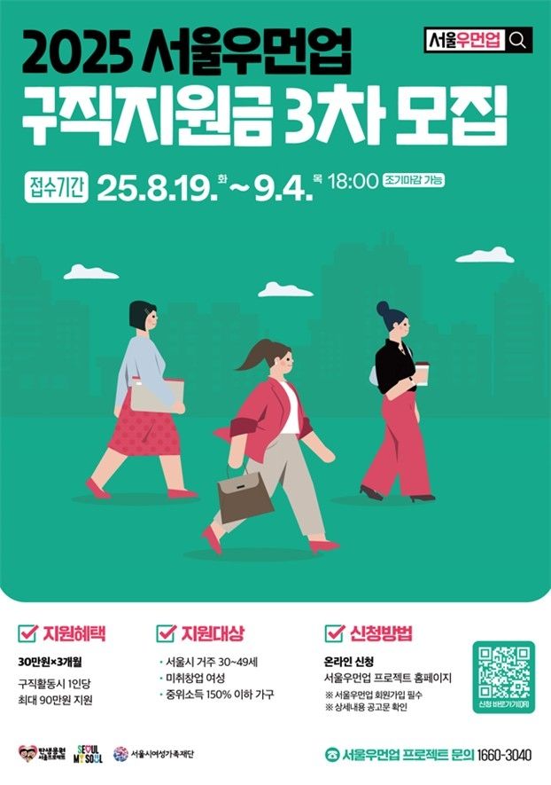 서울우먼업 구직지원금 신청 포스터